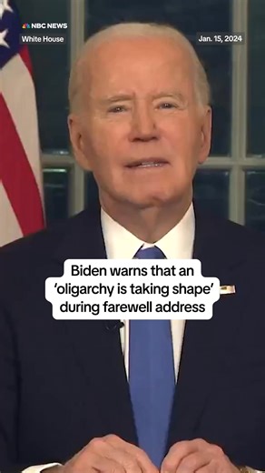 President Joe Biden issued a series of warnings for the future of the country in his farewell speech, saying an “oligarchy is taking shape” that he sees as a threat to democracy in America. | NBC News