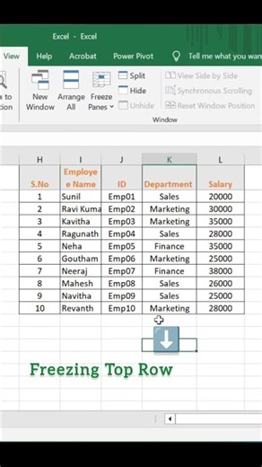 Freezing Top Rows in Excel - Freeze Panes # #excel #exceltutorial #exceltips #excelbasics