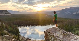 Camp at Pyramid Lake in Murdock Basin of Utah's Uinta Mountains