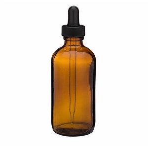 4 oz Amber Glass Boston Round Bottles (Black Dropper Cap) - AB4D-24