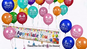 We Appreciate You Decorations Colorful Appreciate You Banner Yard Sign with 18 Pcs Balloons Thank You for All You Do Banner Employee Staff Appreciation Gifts Teacher Doctor Appreciation Party Decor