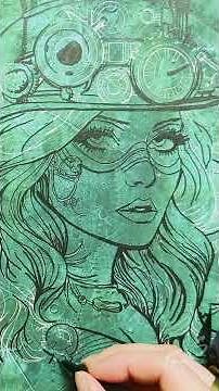 Ink Tracing a Steampunk Girl | Relaxing Drawing Process