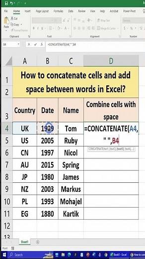 🔗 How to Concatenate Cells and Add Space Between Words in Excel?