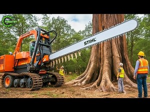 Extreme Dangerous Fastest Big Chainsaw Cutting Tree Machines | Monster Stump Removal Excavator #142