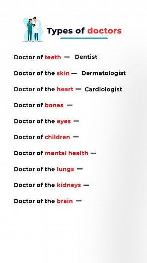 1.1M views · 10K reactions | Types of doctors #learnenglishdaily #learnenglish #impoveenglish #everyone #learnthroughplay #englishteacher #englishclass #englishlanguage #kidslibrary | Kids Library | Facebook