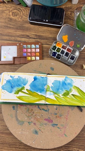 Easy Watercolor Flowers Using Water Drops | Beginner Watercolor Experiment