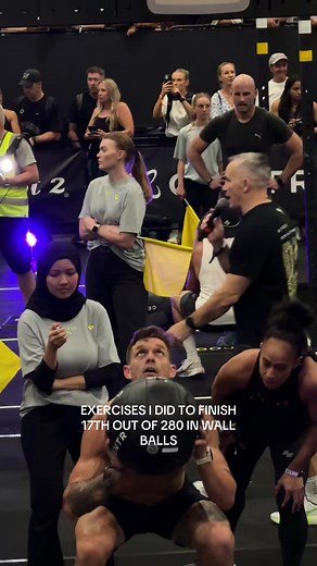 Do these exercises to help crush your wall balls 1 - Heavier than race weight sets. 4 sets of 20 reps. 2 - Bulgarian Split squats paired with 20 jump lunges 3 - BB Back squats 6 sets of only 3-5 reps at 80% of your 3 Rep Max You will thank me later #hyrox #hyroxtraining #hyroxworld #hyroxau #wallball
