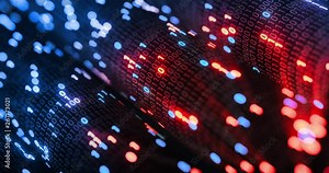 Hacking red and blue digital binary code matrix 01 background. Hacker, dark web, matrix, Digital data code in safety security technology concept. 3D rendering