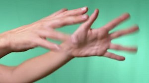 Frightening Hand Gestures Empty Isolated Green Chroma Key Background Waving