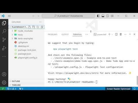 PL01: Install Playwright and create new project in Visual Studio Code