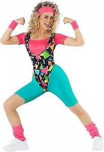 Women`s Aerobic Costume 1980`s Retro Fitness Leotard Gym Workout Fancy Dress | eBay