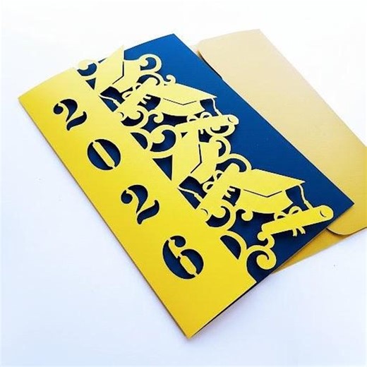 SVG Graduation Card Class of 2026 Announcement Invitationcricut Cut File Tri Fold Pocket Card Holder Senior Silhouette Cameo Laser Template - Etsy