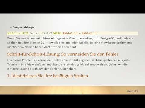 Behebung des Fehlers Spalte "..." mehr als einmal angegeben in PostgreSQL Views