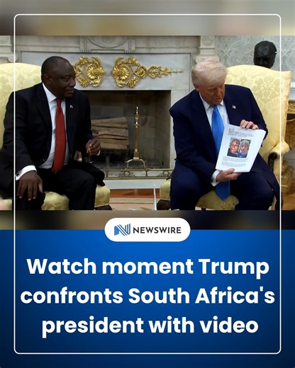 9.2K views · 67 reactions | U.S. President Donald Trump confronted South African President Cyril Ramaphosa on Wednesday with explosive false claims of white "genocide" and unfair land seizures during a tense White House meeting that was reminiscent of his February ambush of Ukraine's Volodymyr Zelenskiy. South African President Cyril Ramaphosa rejected US President Trump’s allegation that white people are disproportionately targeted by crime in his country | Newswire | Facebook