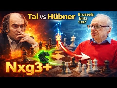 Tal’s Nxg3+ Break Opens the King | Clean Attack vs Hübner (Brussels Blitz 1987)