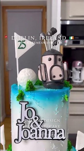 Celebrating 25 years of love with a swing! ⛳💚 This stunning 2-tiered golf-themed cake was created