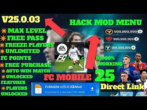 FC MOBILE 25 NEW UPDATE MOD MENU V25.0.03 - Unlimited Money, Fc Points | FC MOBILE VIP MOD APK 2025