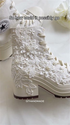 Custom Wedding Flowers Converse High Top - Bridal Sneakers