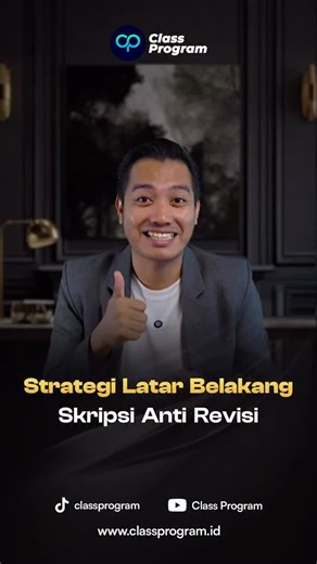 CLASS PROGRAM on Instagram: "Latar belakang skripsi sering direvisi bukan karena kurang panjang, tapi karena nggak jelas arah penelitiannya. Dosen cuma butuh dua hal: apa yang kamu teliti dan kenapa itu penting. Kalau dua ini kabur, siap-siap Bab I muter di revisi yang sama. Dan ini yang bikin skripsi mandek lama tanpa sadar. Di Bimbingan Skripsi Online Class Program, kamu dibantu ngerapihin latar belakang dari nol sampai jelas, fokus, dan siap ACC. Dibimbing mentor berpengalaman dengan struktur