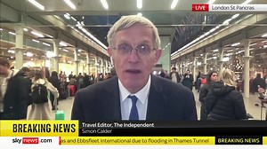 7.8K views · 67 reactions | Eurostar and Southeastern trains have been cancelled this morning because of a flooded tunnel near Ebbsfleet International station in Kent. Travel editor at The Independent Simon Calder reports live from St Pancras with the latest travel news. https://trib.al/CZRW3Qt Sky 501 | Sky News | Facebook