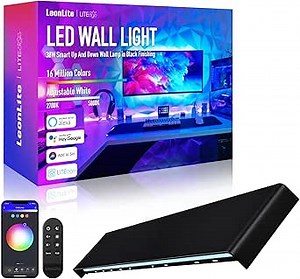 LEONLITE 31 Inch Smart LED Wall Sconce, 100-265V RGBCW Color Changing Wall Light, WiFi & Bluetooth Connection, IP65 Waterproof Outdoor Commercial Wall Washing Lighting Solution, 30W, Black