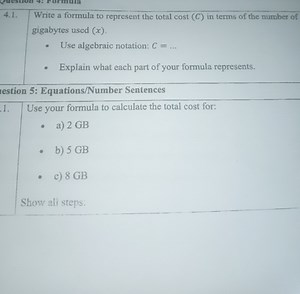 4.1. Write a formula to represent the total cost ( C ) in terms... | Filo