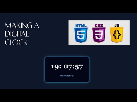 Digital Clock Using HTML CSS JavaScript | Beginner Project