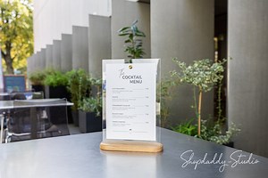 Custom Acrylic Menu Holder: Ashwood Stand, Engraved Logo - Etsy UK