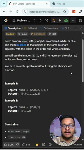 Sort Colors - Leetcode 75 #shorts #leetcode #coding