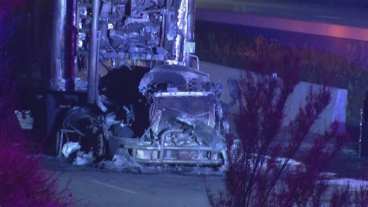 18-wheeler goes up in flames on north side after brakes overheat, leading to hazard