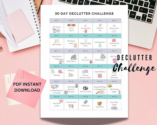 30 Day Declutter Challenge Printable: Declutter Checklist (PDF Digital Download) - Etsy