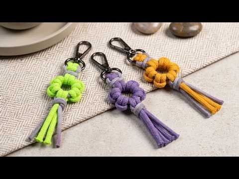 Super Easy DIY Macrame Flower Keychain 🌸 | Step-by-Step Tutorial For Beginners