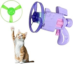 11 Pcs Helicopter Cat Toy with LED Flying Propellers & Spinning Tops, 4 Pack Cat Spring Toy, Cat Fetch Toy Launcher for Indoor Cats (Navy Blue)