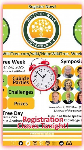 ⏰ LAST DAY to register for the BIGGEST week in genealogy! ⏰