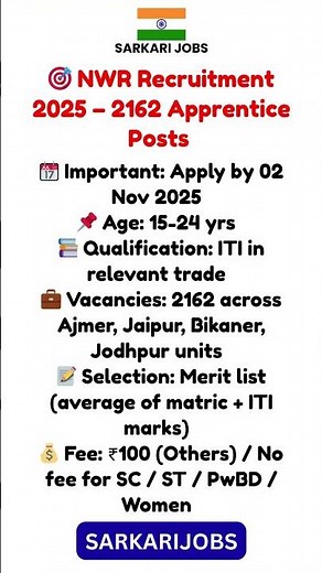North Western Railway Recruitment 2025