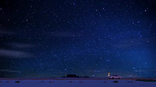 Homer Simpson Looking At The Starry Night Sky The Simpsons Live Wallpaper - MoeWalls