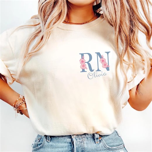 Comfort Colors®personalized RN Shirt, Floral RN Shirt, Custom Nurse Gift, Registered Nurse Tee,nursing Student Shirt,nurse Appreciation Gift - Etsy