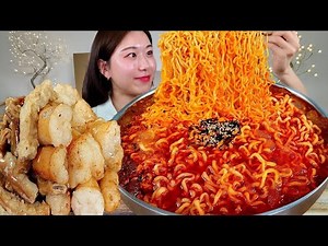 ASMR 통통한 대창 곱창 불닭냉면! 저도 먹어봤습니다 리얼먹방 :) Spicy Cold ramyun , Large intestine MUKBANG