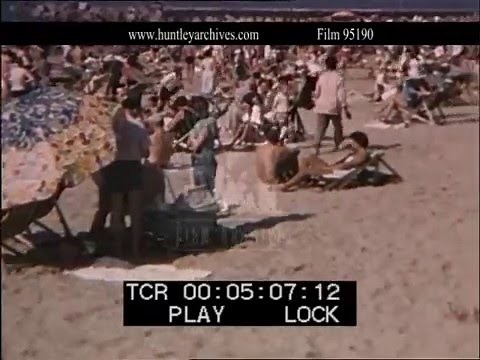 Durban Beach during Apartheid, South Africa. Archive film 95190