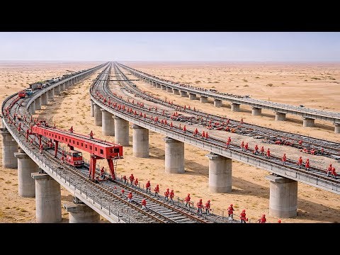 How China Split Half The Mongolian Desert To Build a Massive Elevated Railway With 2,700km Length