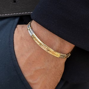 Men's Gold Bracelet, 14k Solid Gold Men Cuff Bracelet, Custom Design Handcuff Man Bracelet, Men Stainless Steel&gold Bangle, Man Jewelry - Etsy