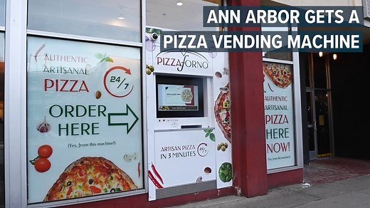 The ATM-style vending machine on South University Ave. in Ann Arbor serves eight varieties of pizza cooked in just three minutes 🍕 | MLive.com