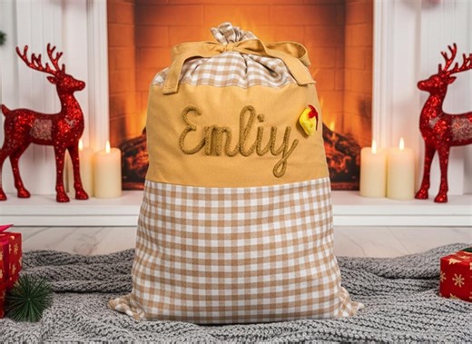 Personalized Christmas Santa Sack: Embroidered Plaid Heirloom Gift Bag - Etsy