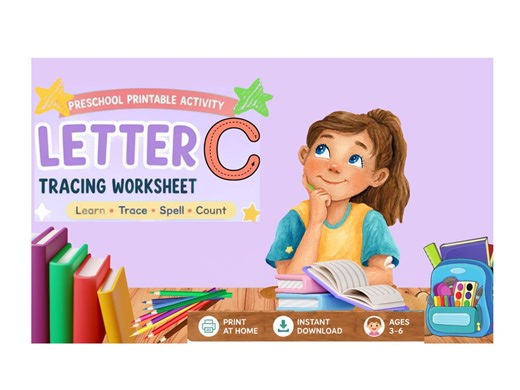 Letter C Tracing Worksheet for Preschoolers | Alphabet Printable Activity | Learn to Write ABC | Homeschool Busy Book PDF - Etsy