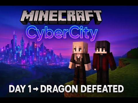 We Beat Minecraft on Day 1 to Start Our CYBERPUNK City 🌆 | CyberCity Ep 1 | Modded Minecraft