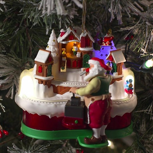 Lights, sound, motion! Our Santa’s Magic Train Keepsake Ornament will bring a little magic to your tree. | Hallmark Gold Crown Stores
