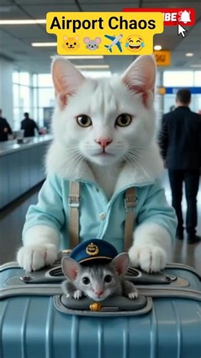 🐱🐭✈️😂 | Winky & Mousey’s Airport Chaos ✈️| Funny Animal Short #ai #cat #cartoon