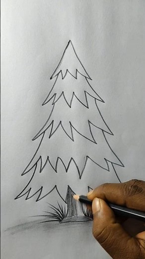 Easy Christmas Tree Outline Drawing 🎄 | Simple Line Art #drawing