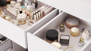 FUFU&GAGA White Modern Makeup Vanity Desk 9 Drawers Wood Dressing Table With 3 Mirrors, Hidden Storage Shelves, LED Lighted KF210213-01