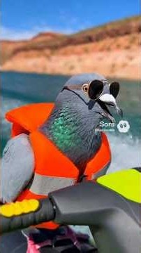 Gracie the Pigeon at her news desk, Mic on a Sea-Doo in Lake Havasu #pigeons #lakehavasu #seadoo